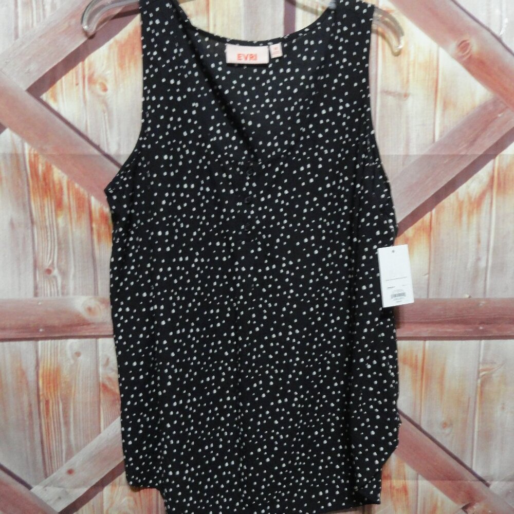 Evri Pokadot style button up tank top sz 1XL NWT. polyester